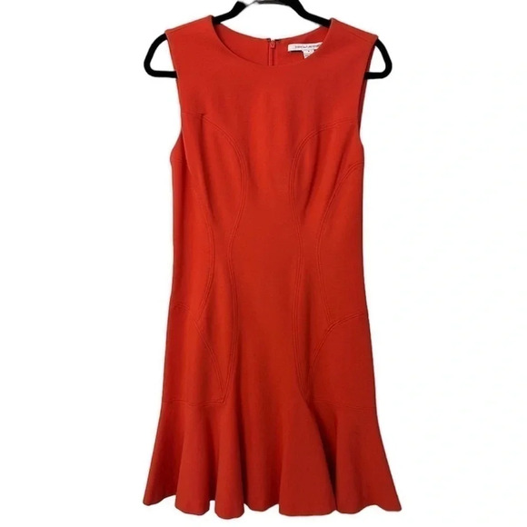 Diane von Furstenberg Jaelyn Hot Coral Mini Dress Size 8 GUC - Picture 1 of 10